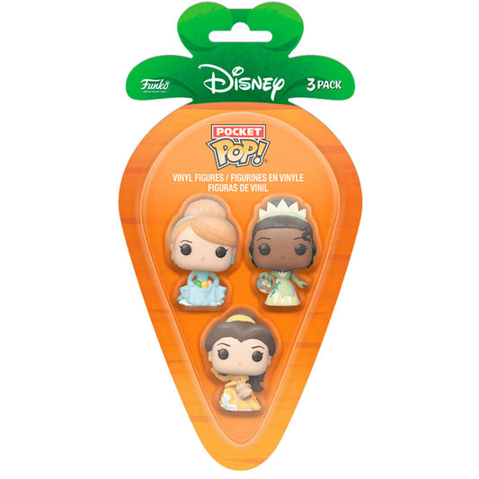 Blister Carrot Pocket POP 3 figurines Disney Princesses Cendrillon Tiana Bella Pâques