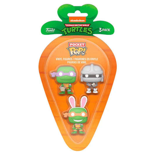 Blister Carrot Pocket POP 3 figurines Tortues Ninja Donatello Shredder Michelangelo Pâques
