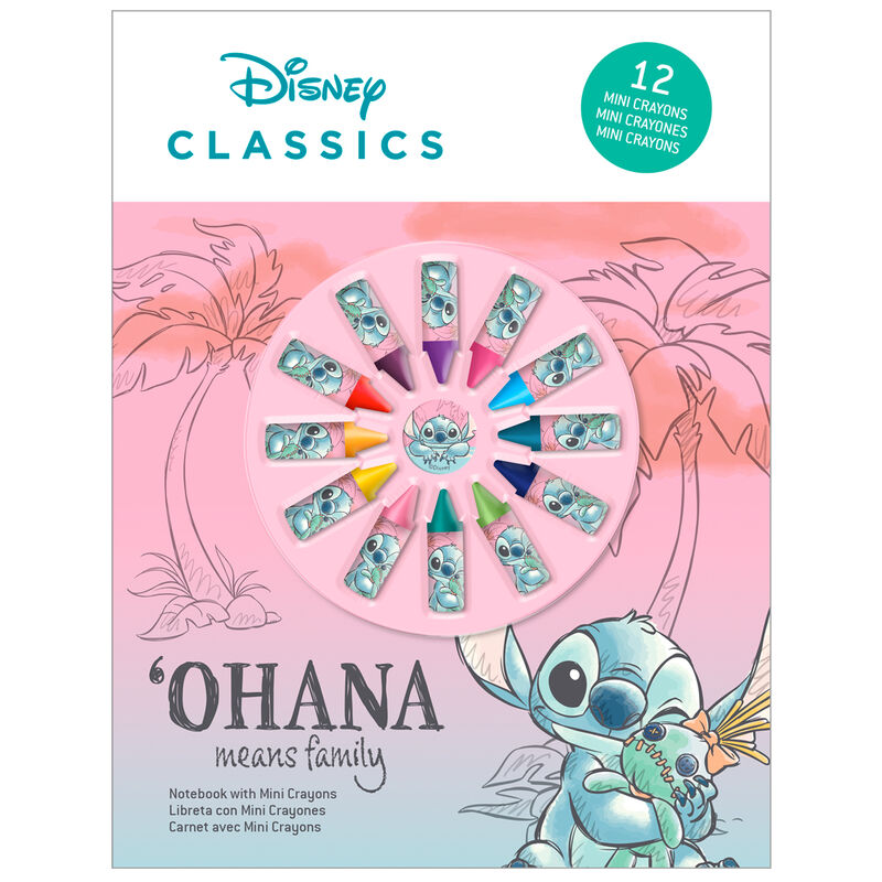 Disney Stitch notebook + 12 crayons set Nerdscape