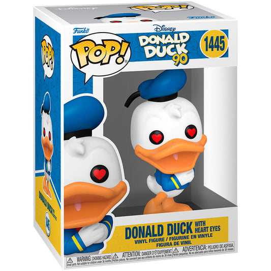Figurine POP Disney 90e anniversaire Donald Duck avec yeux en forme de cœur