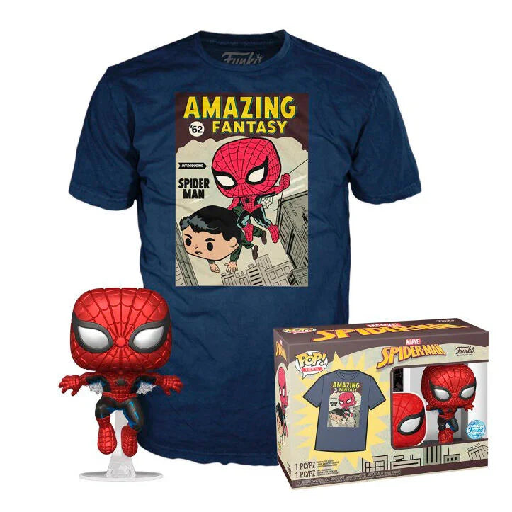Funko Pop! Marvel Spiderman - Figura da Collezione Vinyl + T-shirt Nerdscape