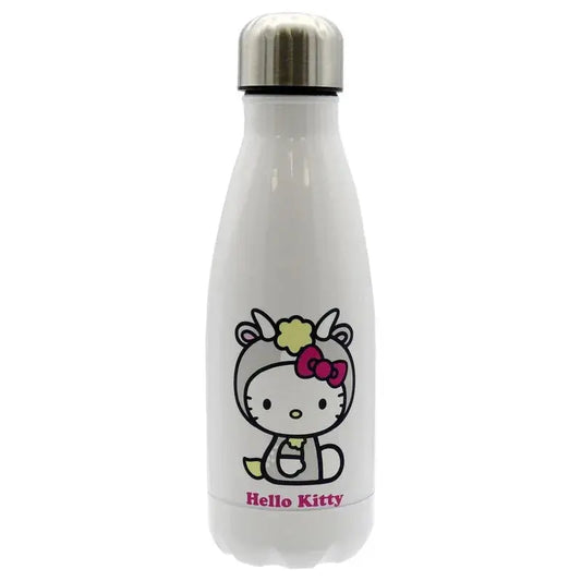 Borraccia bianca Hello Kitty con unicorno, tappo in metallo, accessorio nerd Nerdscape.