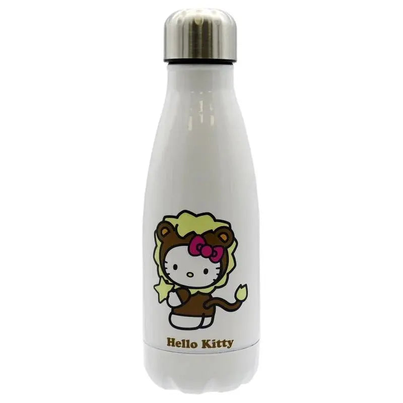Borraccia termica bianca Hello Kitty in costume da leone, accessorio nerd su Nerdscape