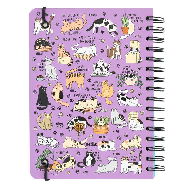 Meow Meow Meow Meow Notebook – Hardback Wire-O Journal with Elastic Closure and Pocket – Nerdscape Nerdscape