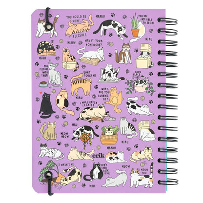 Meow Meow Meow Meow Notebook – Hardback Wire-O Journal with Elastic Closure and Pocket – Nerdscape Nerdscape