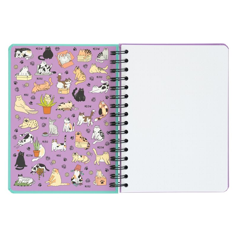 Meow Meow Meow Meow Notebook – Hardback Wire-O Journal with Elastic Closure and Pocket – Nerdscape Nerdscape