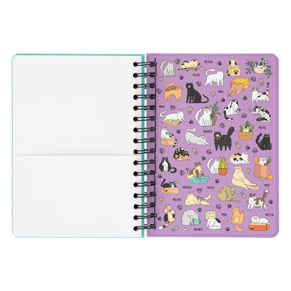 Meow Meow Meow Meow Notebook – Hardback Wire-O Journal with Elastic Closure and Pocket – Nerdscape Nerdscape