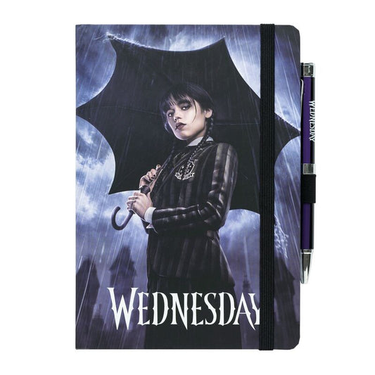 Carnet A5 premium Mercredi Addams + stylo projecteur