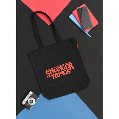 Stranger Things Logo Borsa da Collezione in Cotone Riciclato con Manici Larghezza Nerdscape Nerdscape