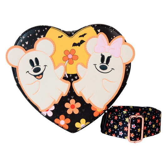 Sac bandoulière Loungefly Disney Mickey et Minnie à motif floral fantôme
