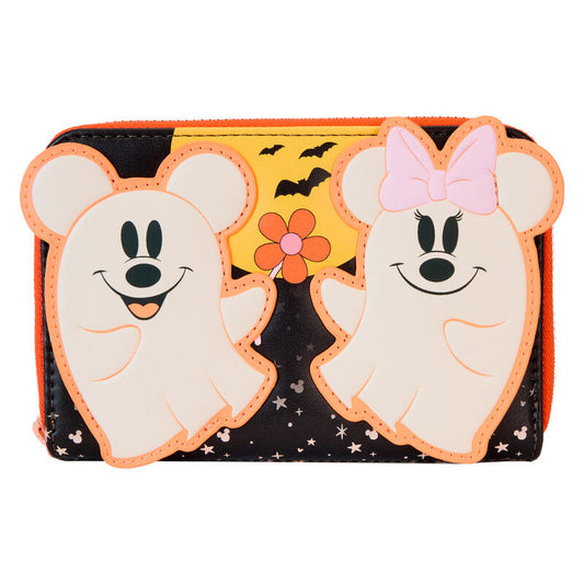 Portefeuille Loungefly Disney Mickey et Minnie à motif floral fantôme