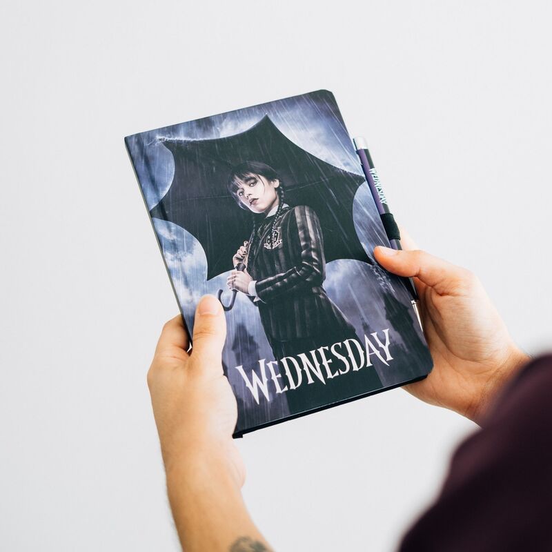 Wednesday Addams A5 premium notebook + projector pen Nerdscape