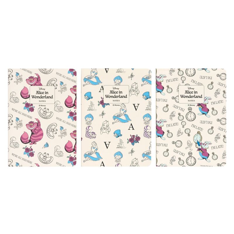 Disney Alice in Wonderland pack 3 A6 notebooks Nerdscape