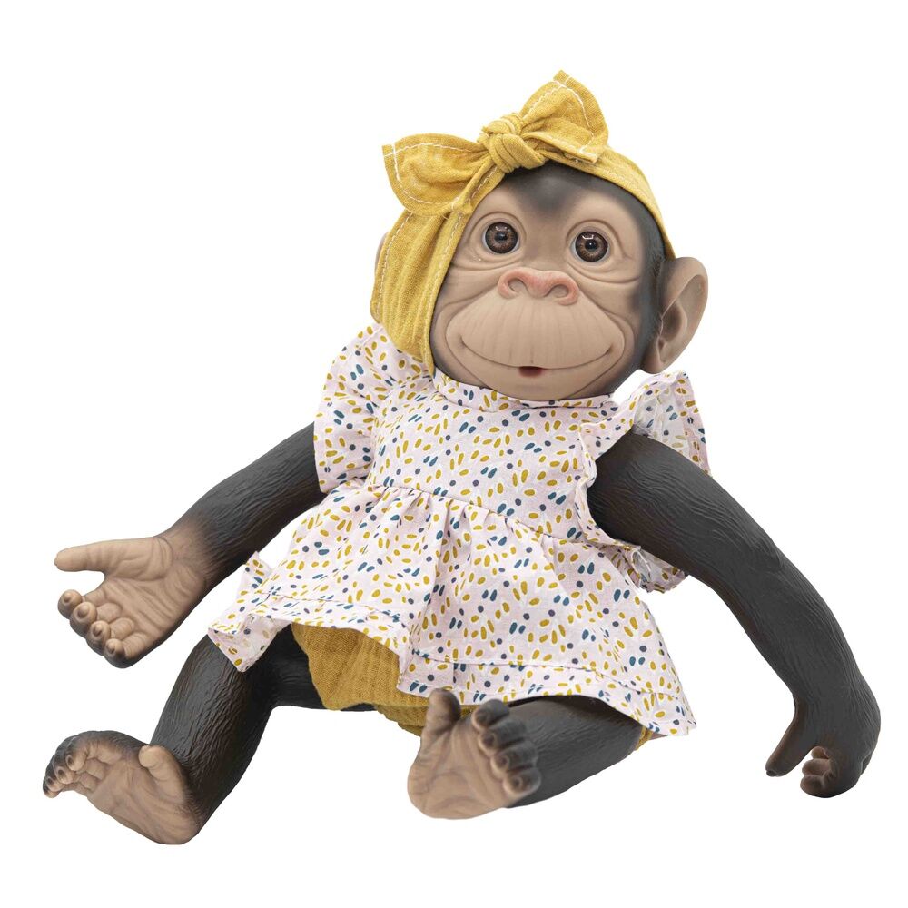 Baby doll reborn monkey pink dress yellow Nerdscape