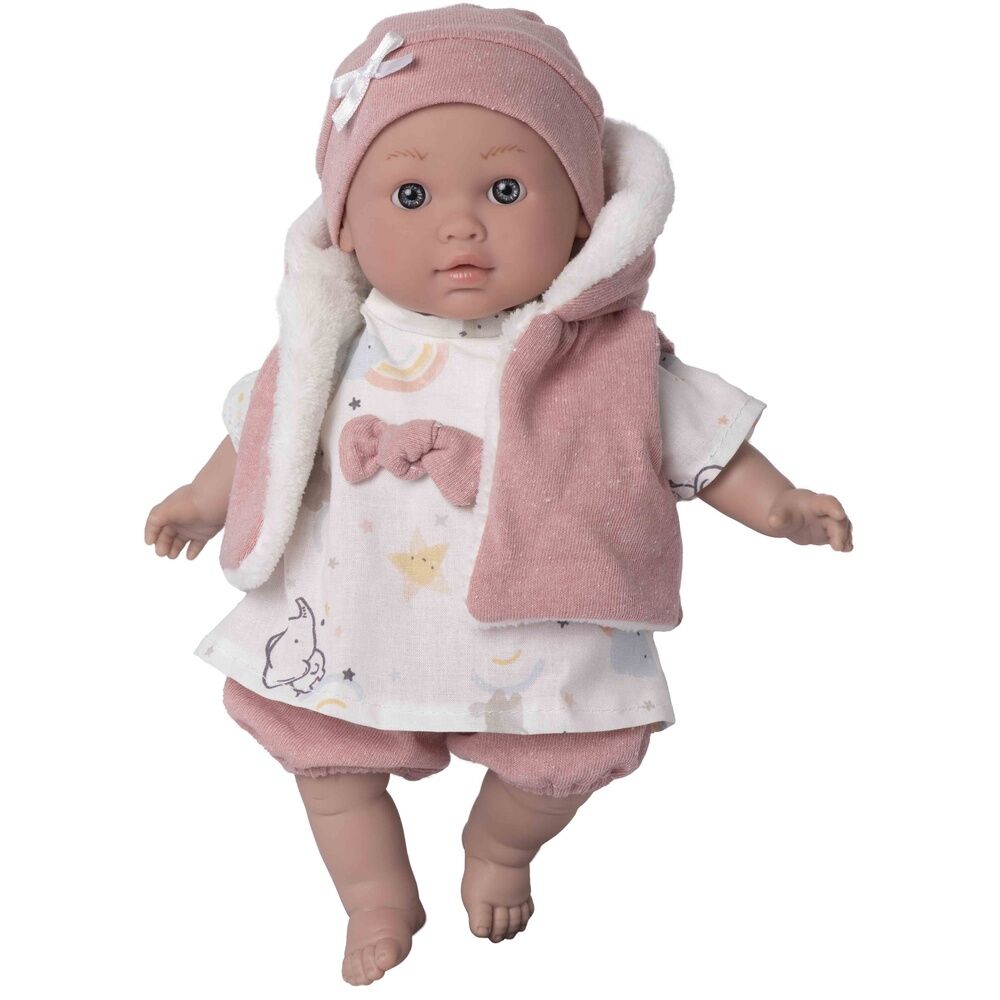 Baby doll reborn Lara cry pink waistcoat Nerdscape