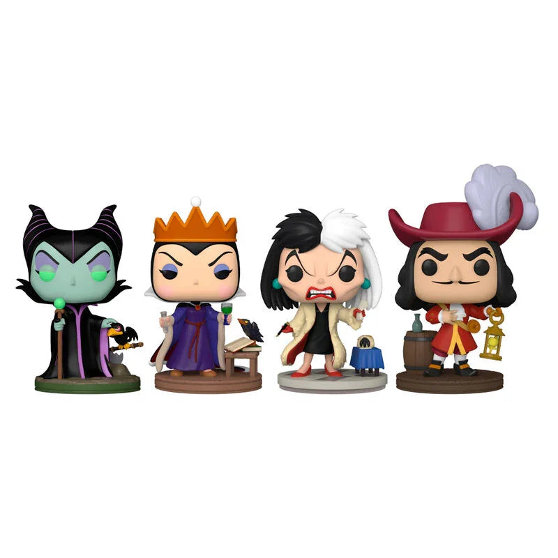 Funko Pop! Malefica, Evil Queen, Cruella de Vil, Captain Hook Disney Villains - Figura da Collezione Vinyl Pack - Nerdscape Nerdscape