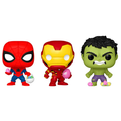 Funko Pop! Marvel Spiderman Hulk Iron Man - Figura da Collezione Vinyl 3,75 cm Easter Nerdscape