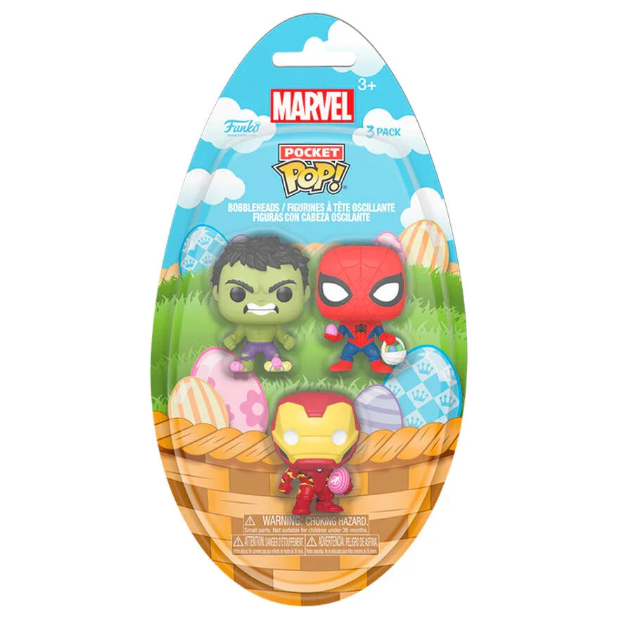 Funko Pop! Marvel Spiderman Hulk Iron Man - Figura da Collezione Vinyl 3,75 cm Easter Nerdscape