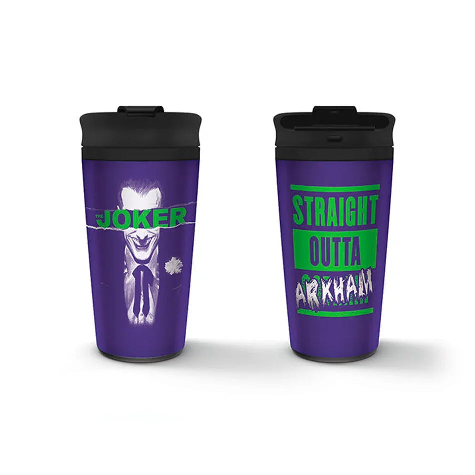 DC Comics Joker Arkham metal tumbler Nerdscape
