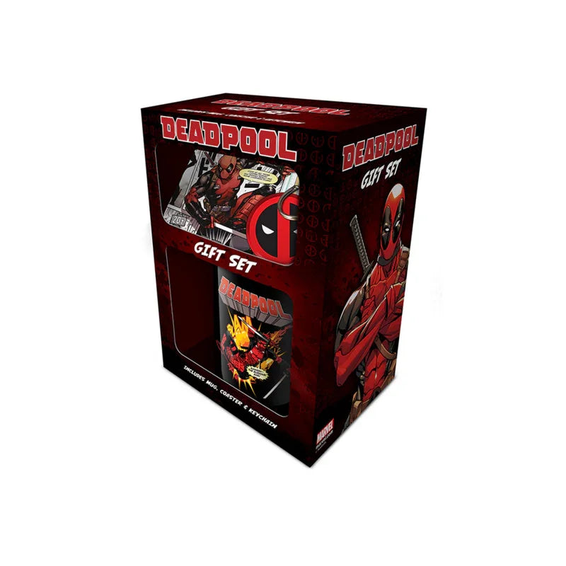 Marvel Deadpool Mug + keychain + coaster Nerdscape