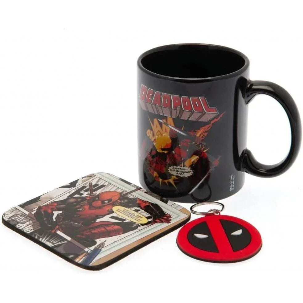 Marvel Deadpool Mug + keychain + coaster Nerdscape