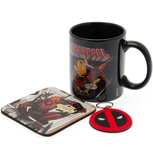 Marvel Deadpool Mug + keychain + coaster Nerdscape