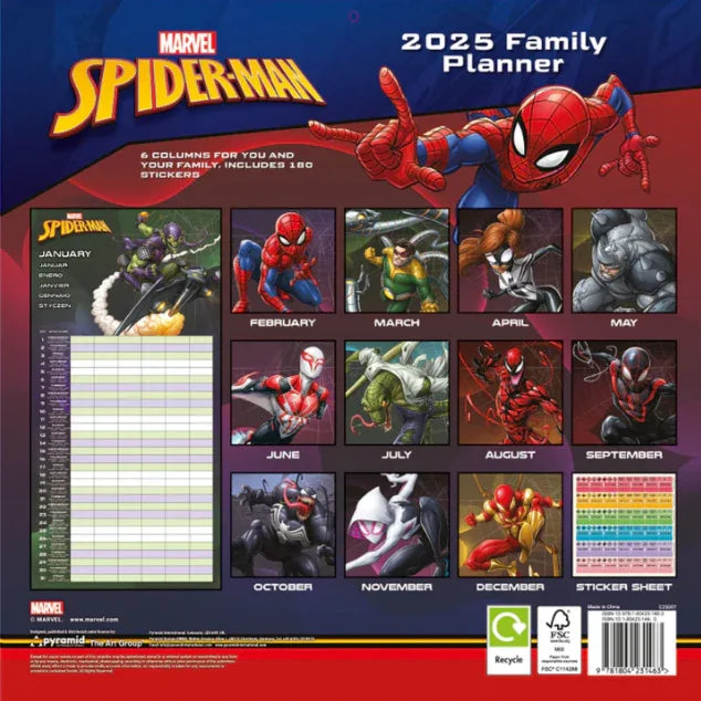 Marvel Spiderman Family planning calendar Nerdscape