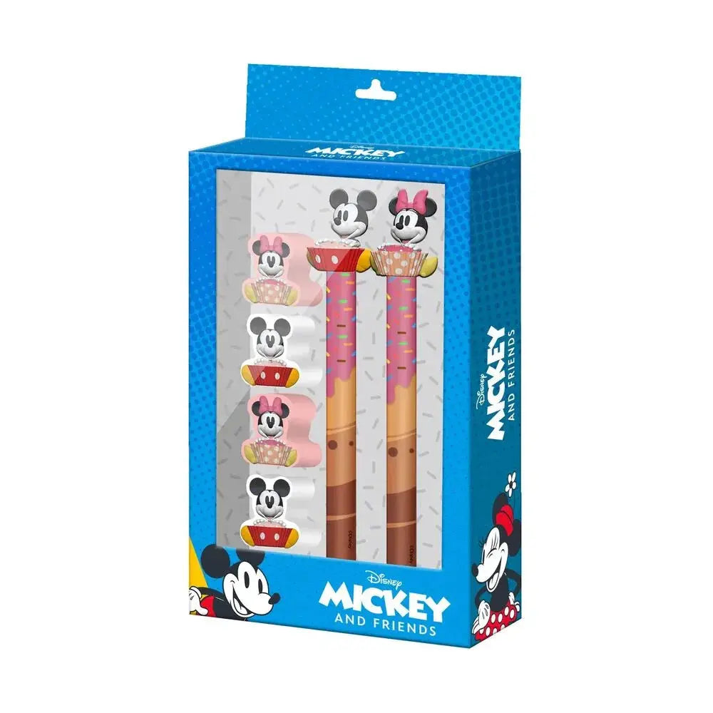 Disney Mickey & Minnie Pen + Pencil + 4 erasers pack Nerdscape