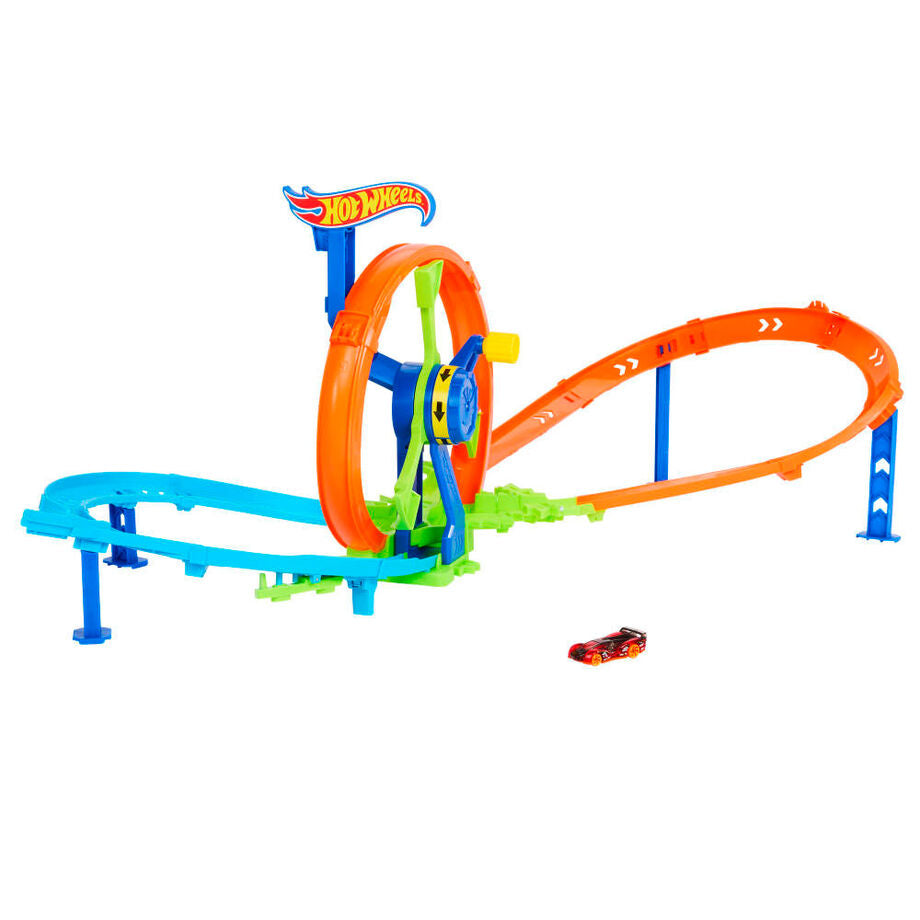 Circuit de cascades Hot Wheels avec lancement rapide et boucle