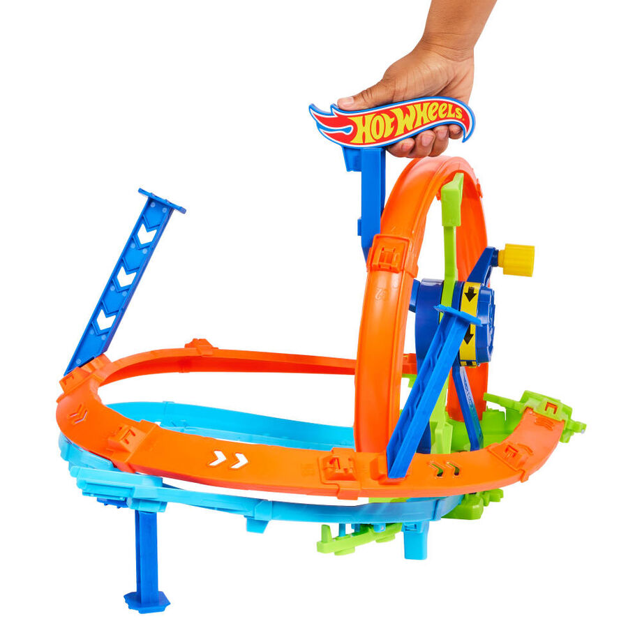Circuit de cascades Hot Wheels avec lancement rapide et boucle