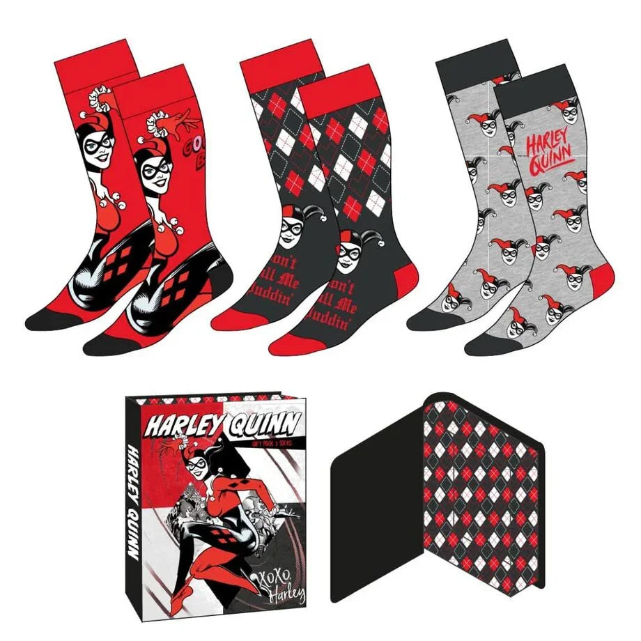 DC Comics Harley Quinn pack 3 adult socks Nerdscape