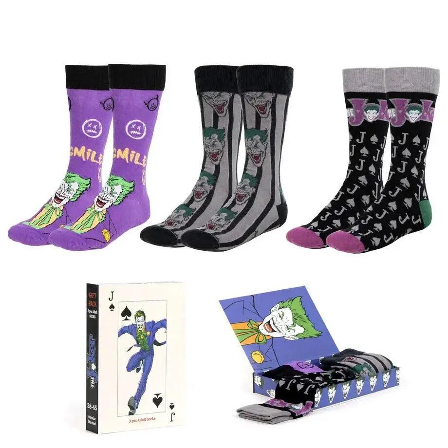 DC Comics Joker pack 3 adult socks Nerdscape