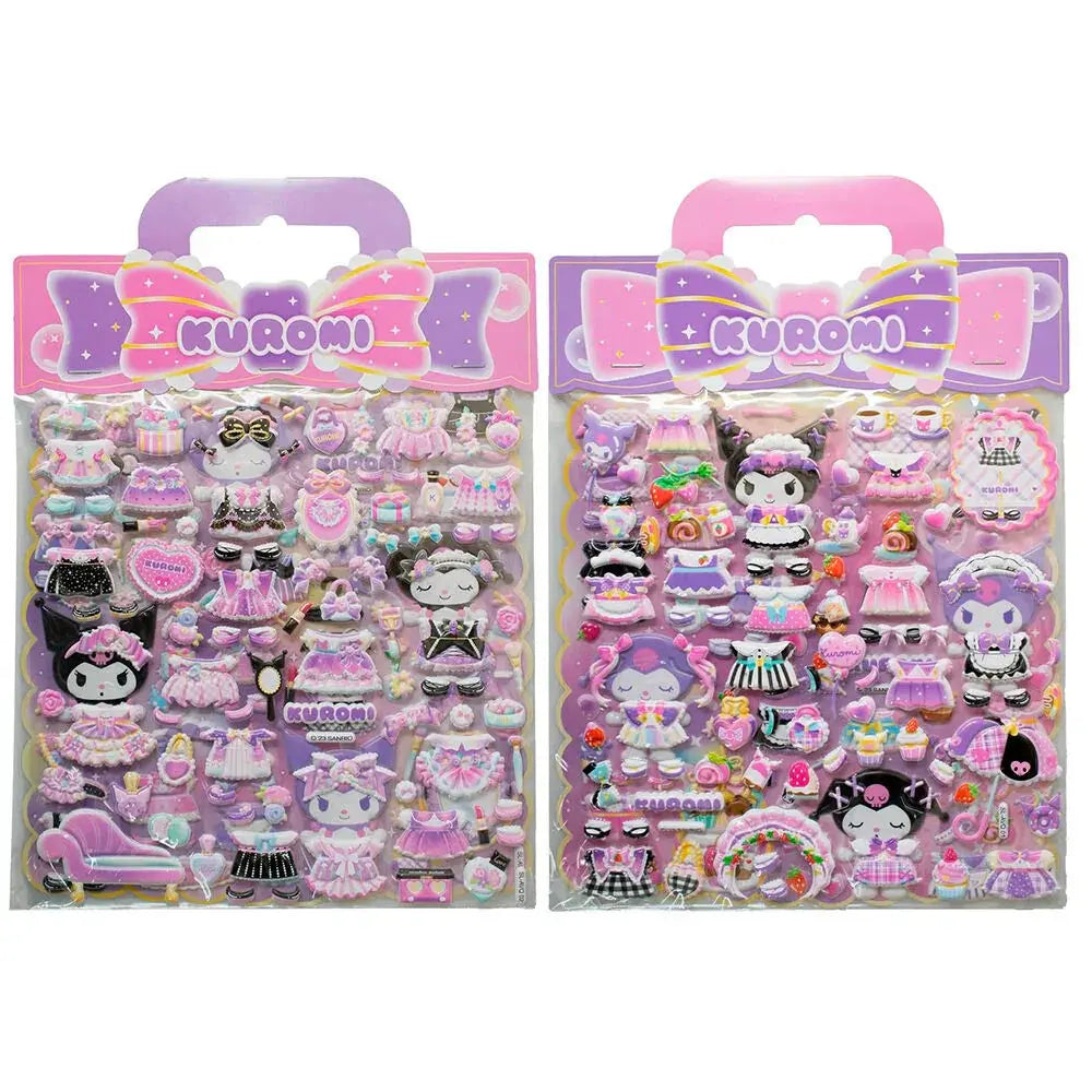 Set di adesivi Kuromi kawaii, personaggi e accessori viola e rosa, stile Nerdscape