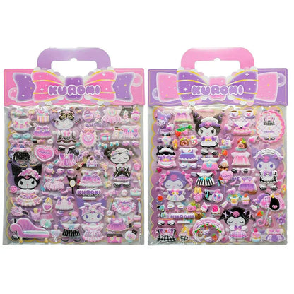 Set di adesivi Kuromi kawaii, personaggi e accessori viola e rosa, stile Nerdscape