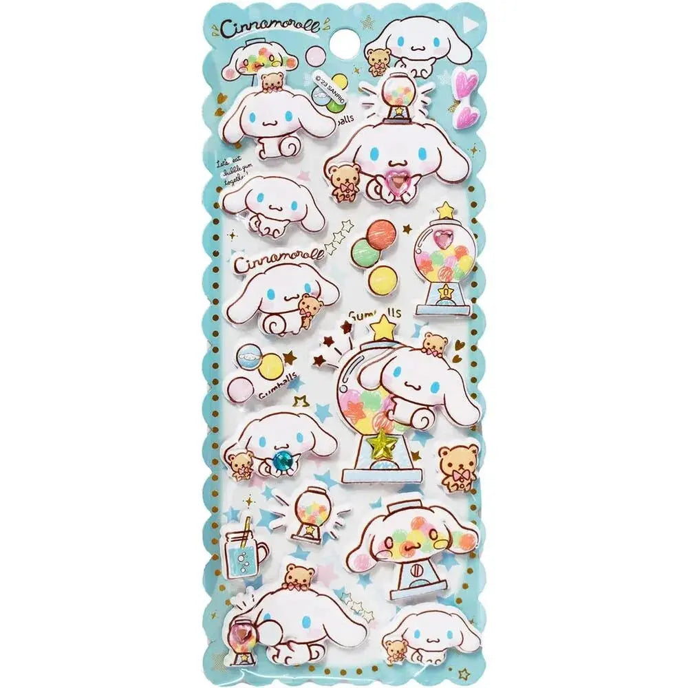 Sticker kawaii Cinnamoroll Nerdscape, personaggio carino con dolci gommosi e orsacchiotti.