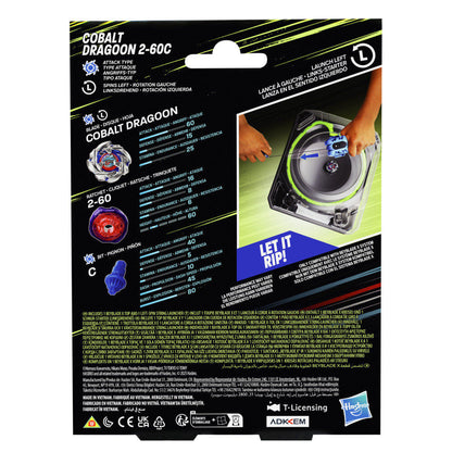 Beyblade X Cobalt Dragoon 2-60C Premium set launcher with rope and top Nerdscape