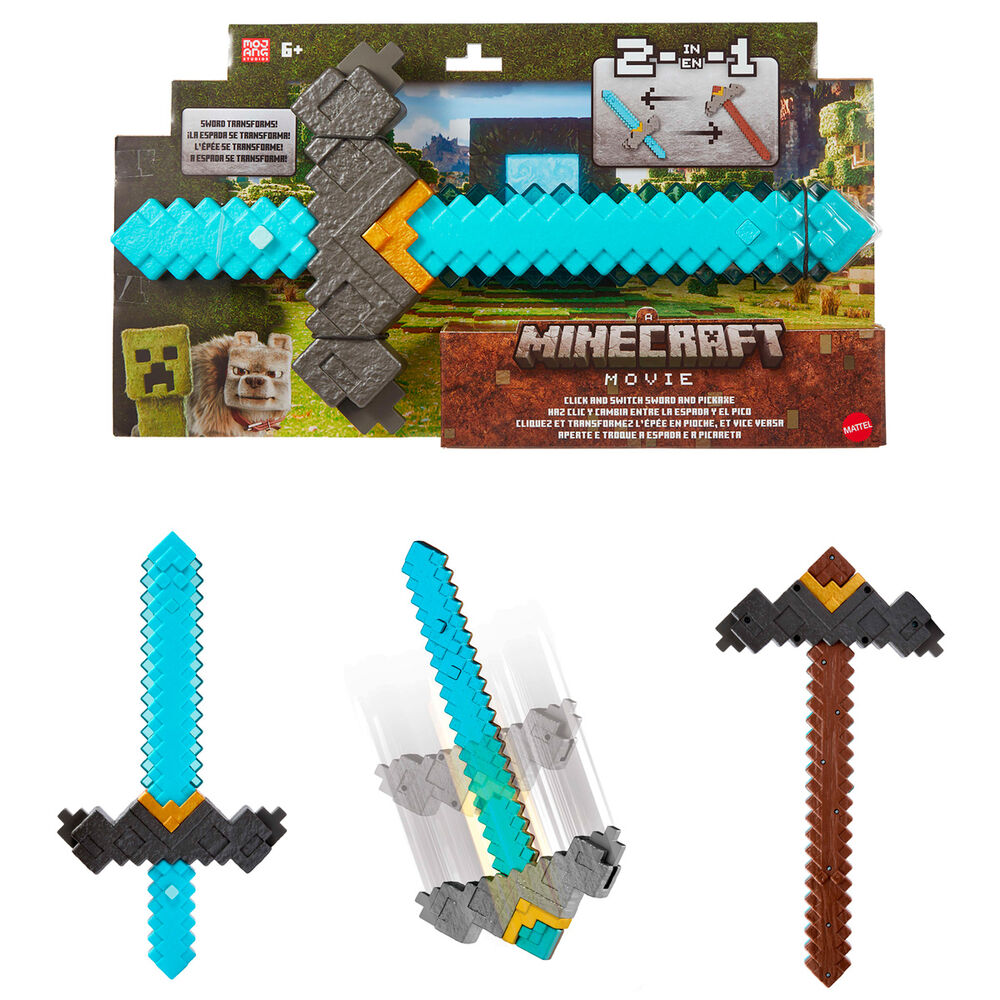 Minecraft The Movie Transformable Sword Pickaxe Nerdscape