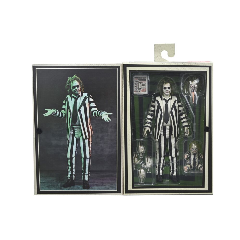 Beetlejuice - Figurine ultime Beetlejuice en costume rayé, 18 cm
