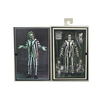 Beetlejuice - Figurine ultime Beetlejuice en costume rayé, 18 cm