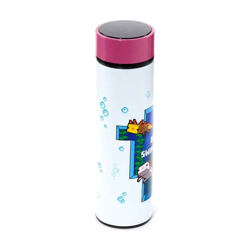 Minecraft Axolotl thermos stainless steel bottle thermometer 450ml Nerdscape