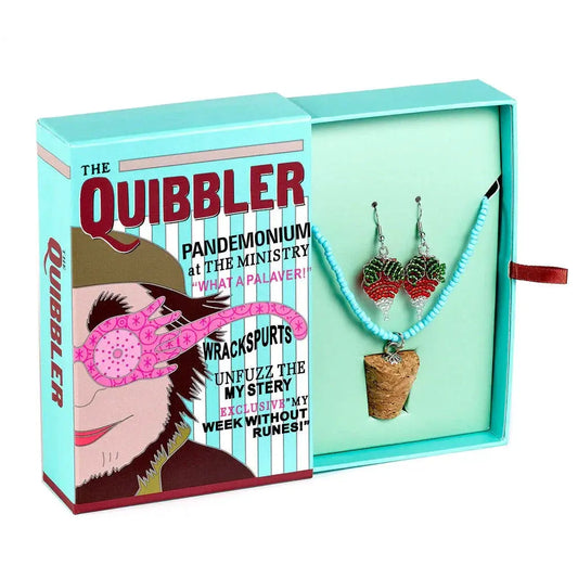 Harry Potter Luna Lovegoods Quibbler earrings + necklace Nerdscape