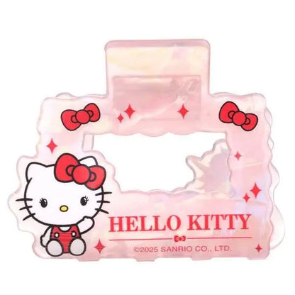 Fermaglio trasparente rosa con Hello Kitty e fiocchi rossi, articolo NerdScape kawaii.