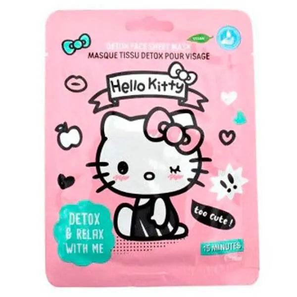 Maschera viso Hello Kitty rosa detox, confezione kawaii, vendita Nerdscape