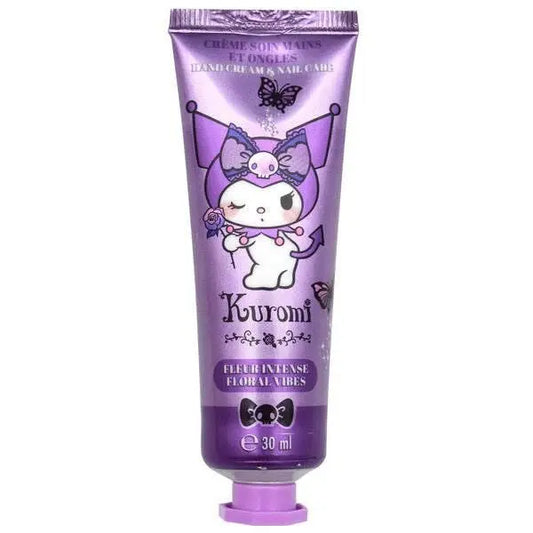 Crema mani Kuromi viola 30ml con personaggio kawaii, tema anime, disponibile su Nerdscape.