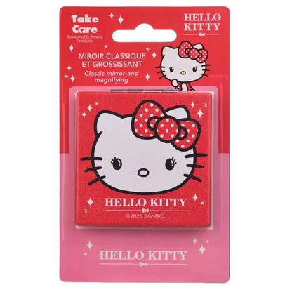 Specchietto tascabile Hello Kitty rosso con fiocco, confezione originale Nerdscape