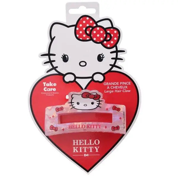 Grande pinza per capelli Hello Kitty rosa confezionata, accessorio beauty Nerdscape.