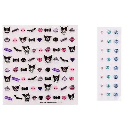 Set di adesivi Kuromi Sanrio kawaii con decorazioni gemme colorate, tema Nerdscape.