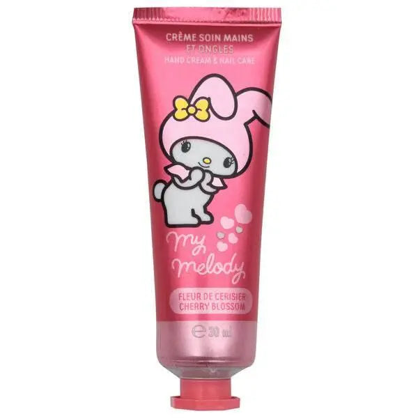 Crema mani My Melody profumata al fiore di ciliegio, confezione rosa, Nerdscape.