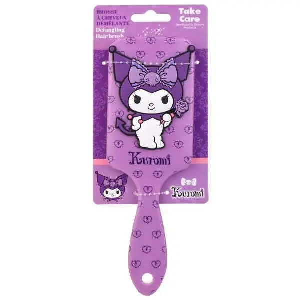 Spazzola capelli Kuromi viola con cuori, accessorio kawaii da Nerdscape