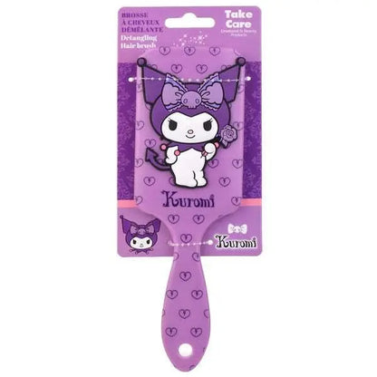 Spazzola capelli Kuromi viola con cuori, accessorio kawaii da Nerdscape